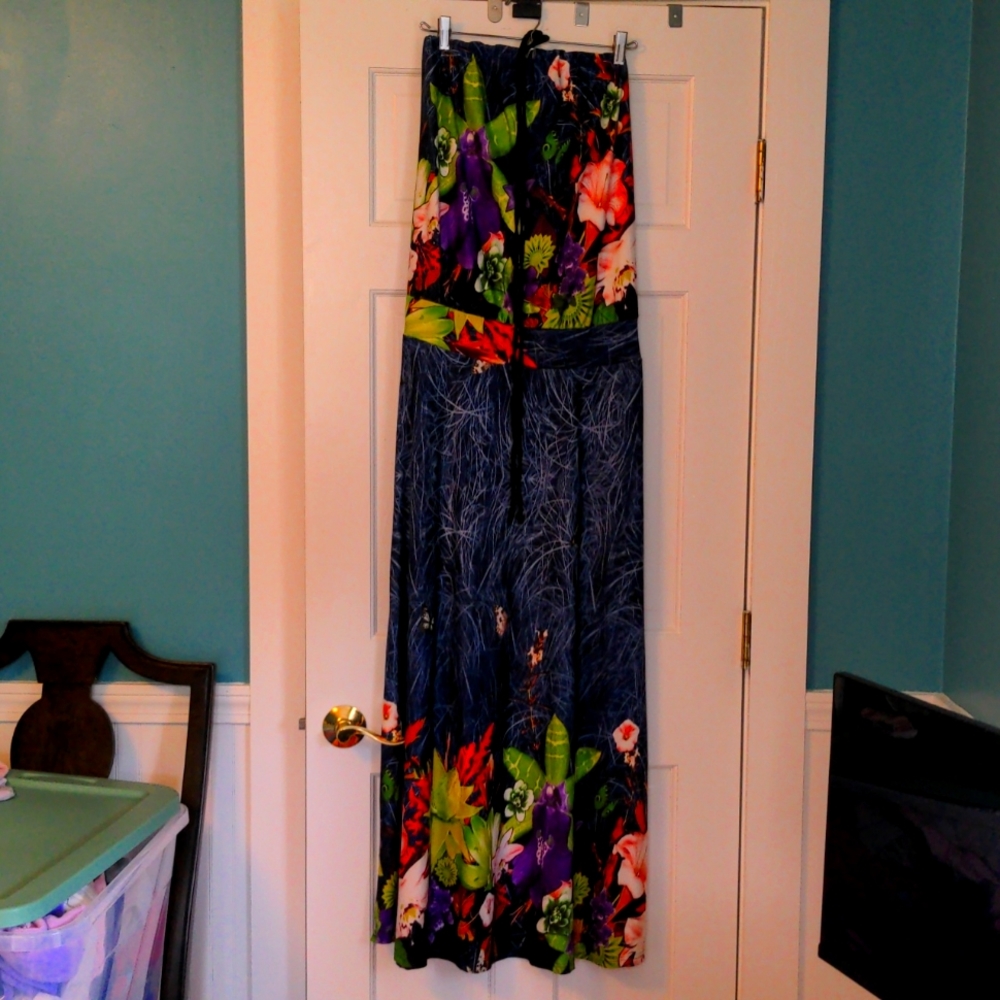Womens maxi dress Hawaiian pattern